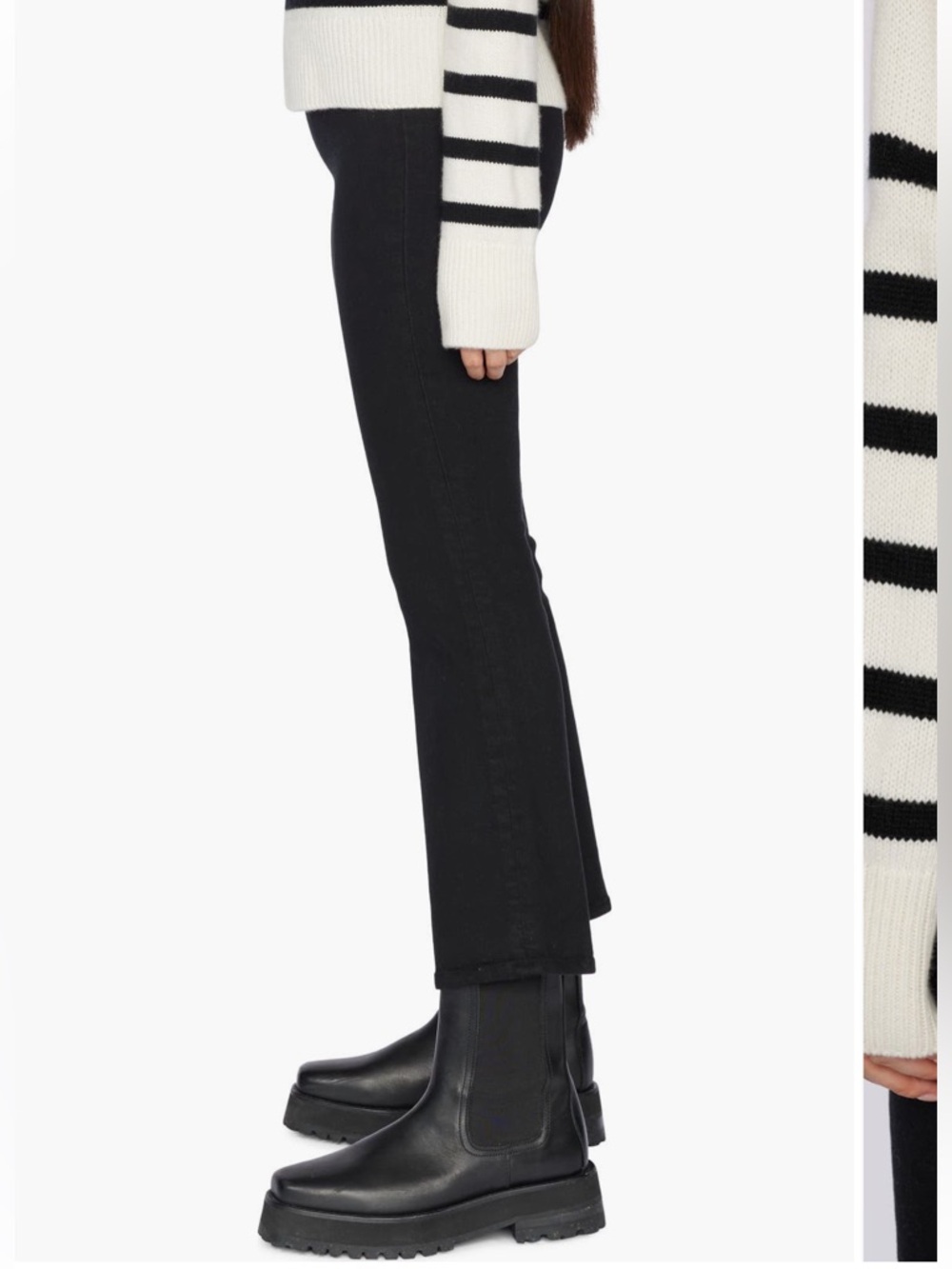 NWOT FRAME Jet Set Crop Mini Bootcut Pull-On Jeans In Black Size 2 - Picture 7 of 17